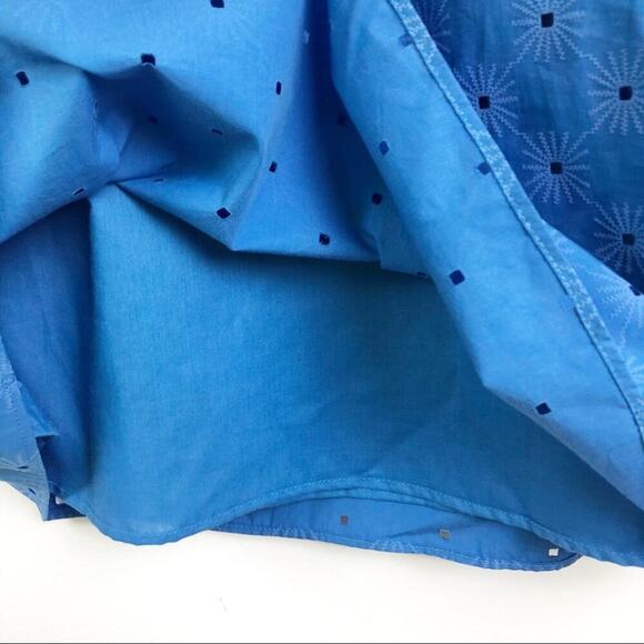 Zara Floral Openwork Textured Blue Off Shoulder Mini Sun Dress Balloon Sleeve - Picture 9 of 15